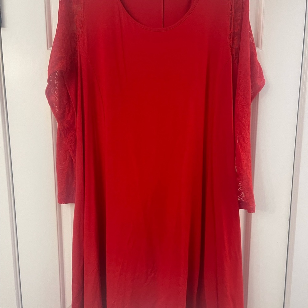 Red lace long sleeve dress!